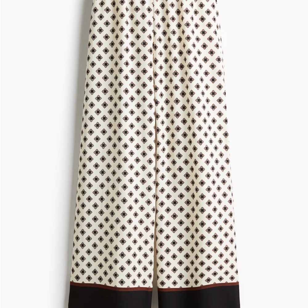 NWT H&M Black and Cream Wide Leg Pull On Pants
